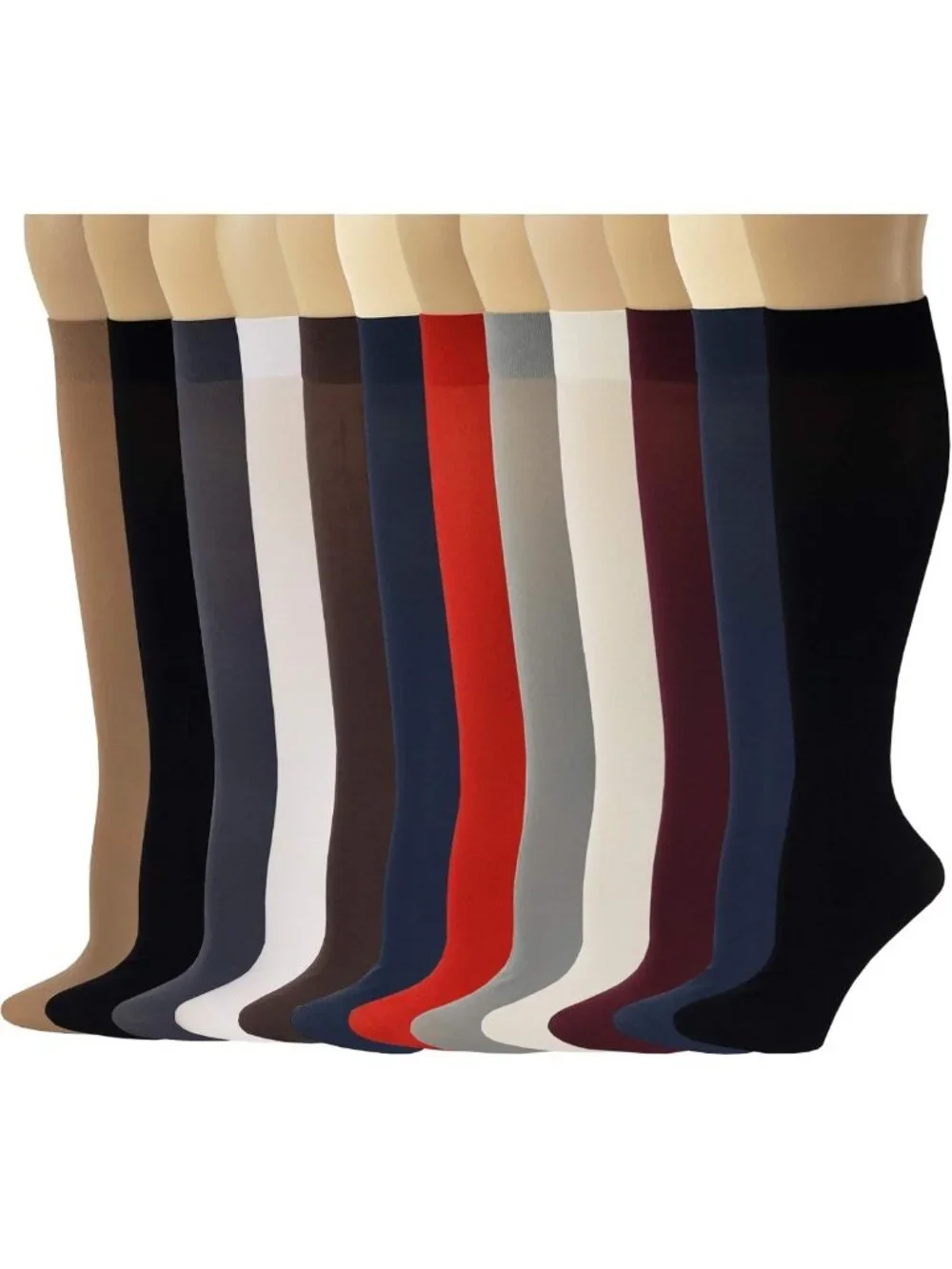 12 Pairs Multi-Color Opaque Knee High Socks for Women, Size 9-11, Fashionable
